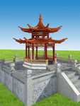 单层双顶古建八角亭