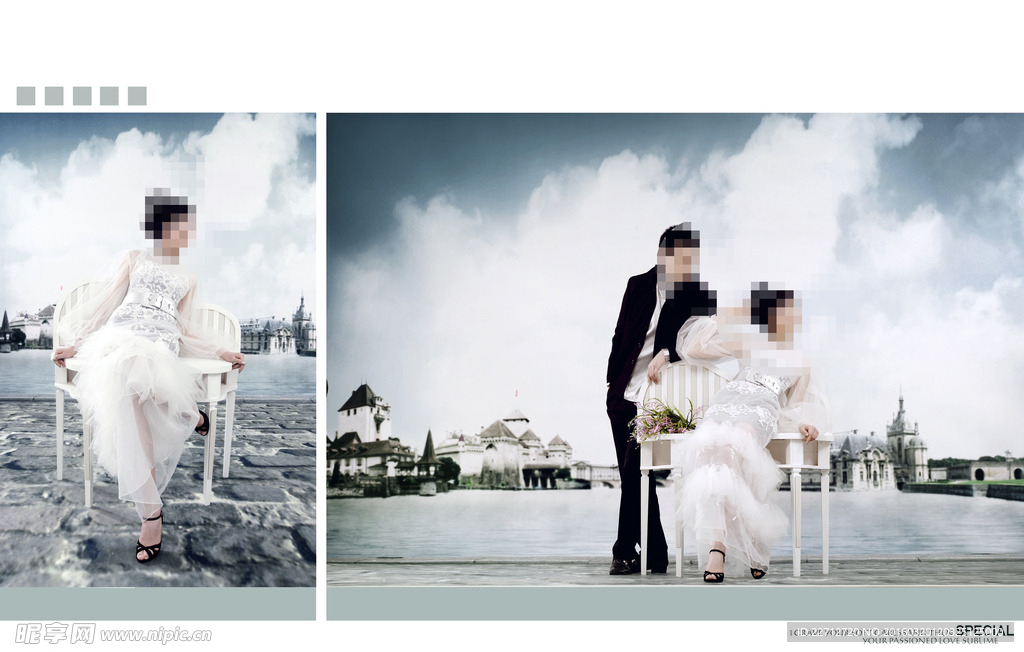 婚纱情侣照艺术写真相册模版