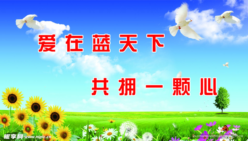 蓝天白云背景展板
