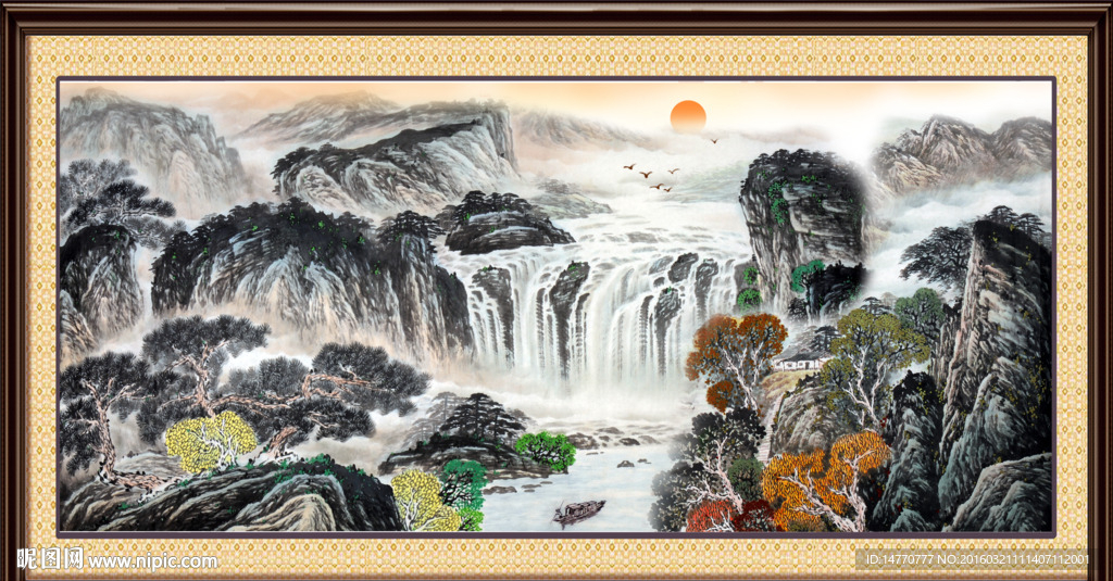 流水生财国画