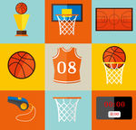 9款篮球元素图标矢量素材