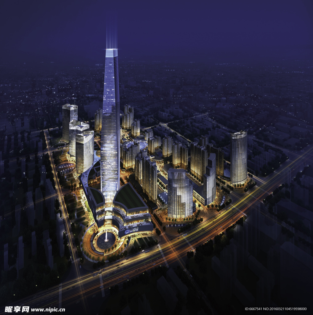 成都绿地中心鸟瞰夜景