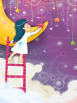 小女孩摘星星