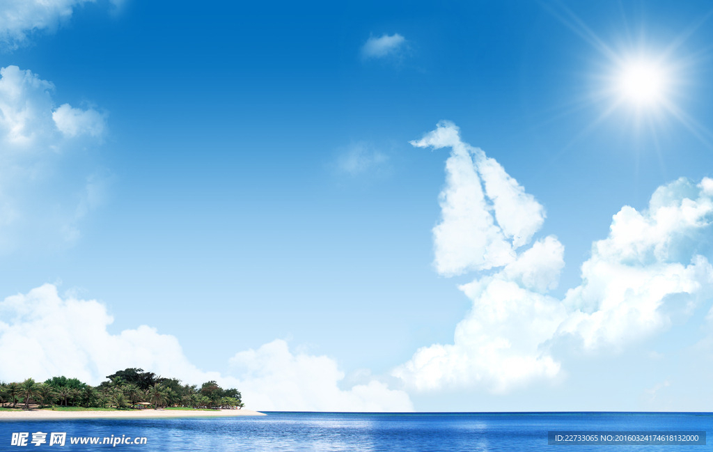 蓝天白云PSD海面风景