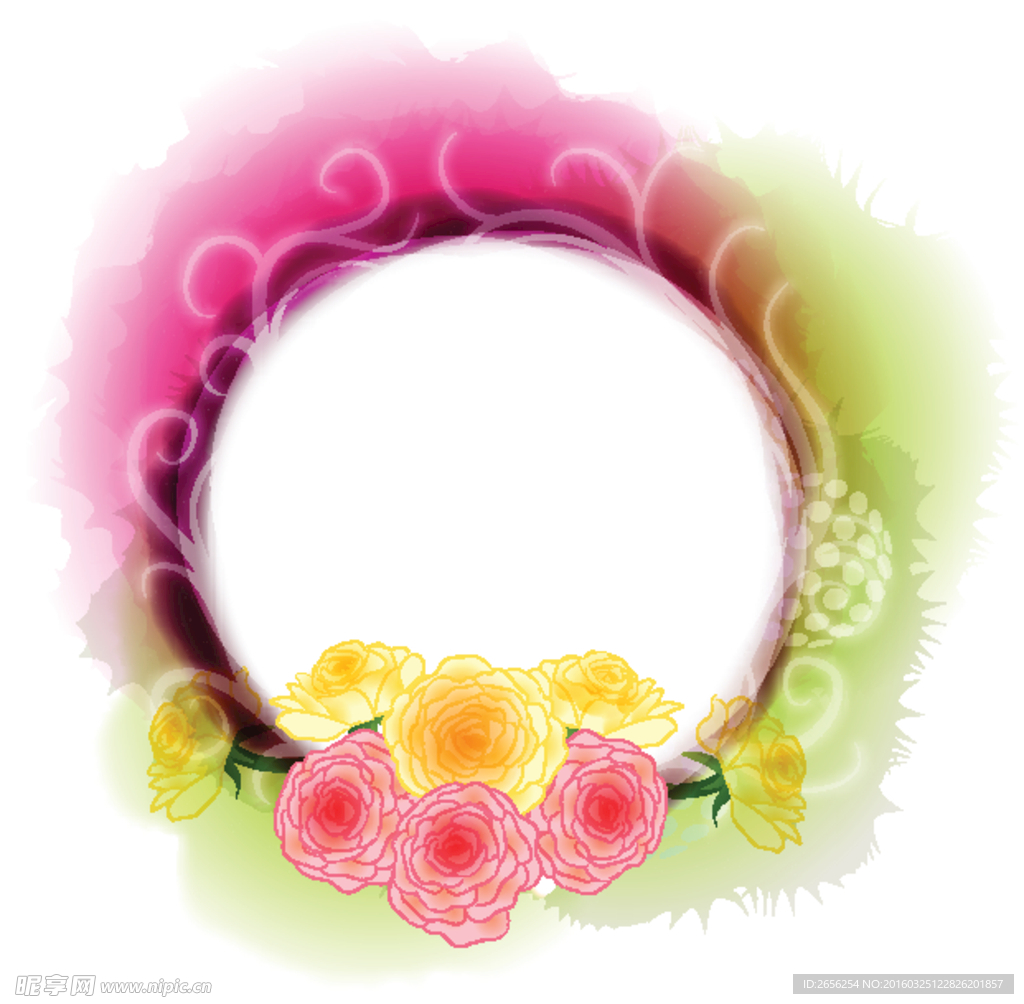 月季花 圆形边框