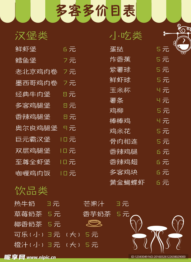 价目表