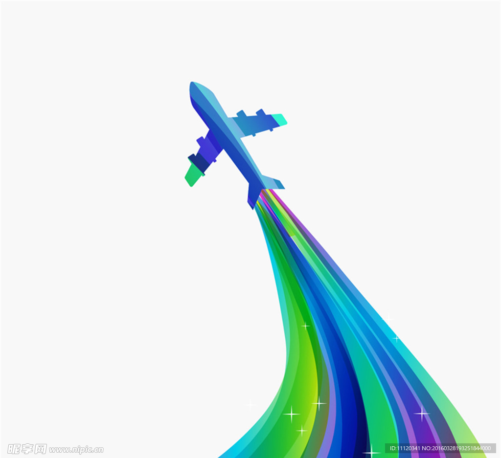 创意飞机和彩色轨迹矢量素材