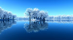 湖边雪景