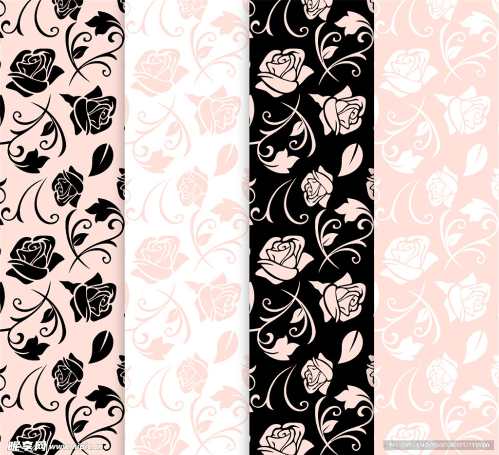 玫瑰花无缝背景矢量素材