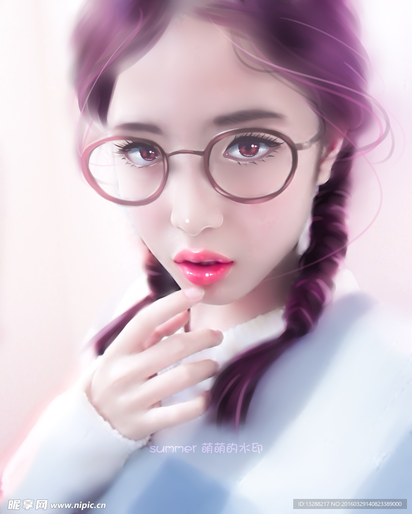 手绘 插画女