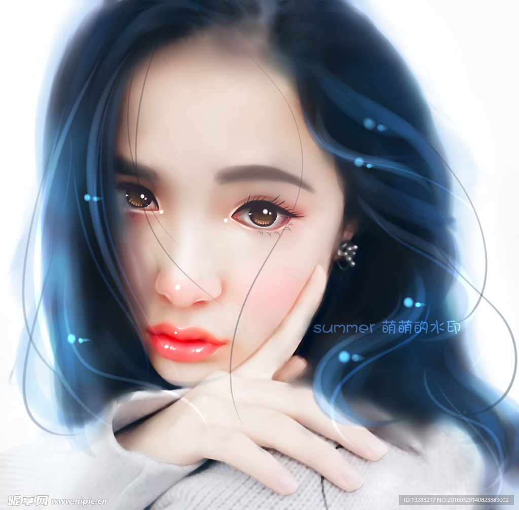手绘 插画 女