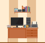 创意工作室书桌设计矢量图