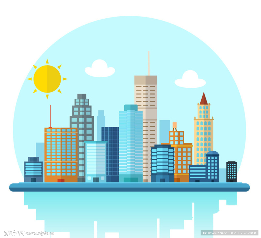 卡通城市建筑矢量素材