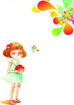 卡通背景 美女 素材 cdr