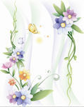 淡雅花朵 卷藤蝴蝶 （未分层）