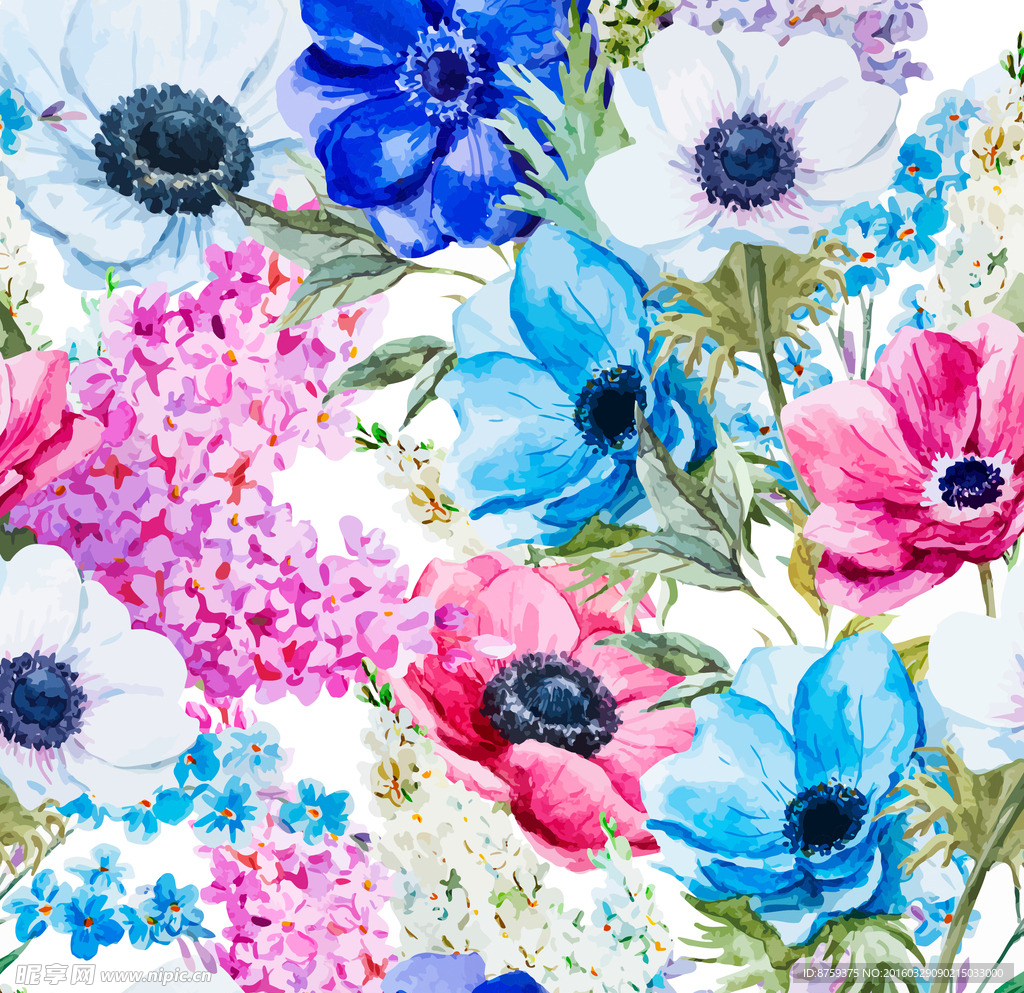 矢量图 数码印花 植物  花朵