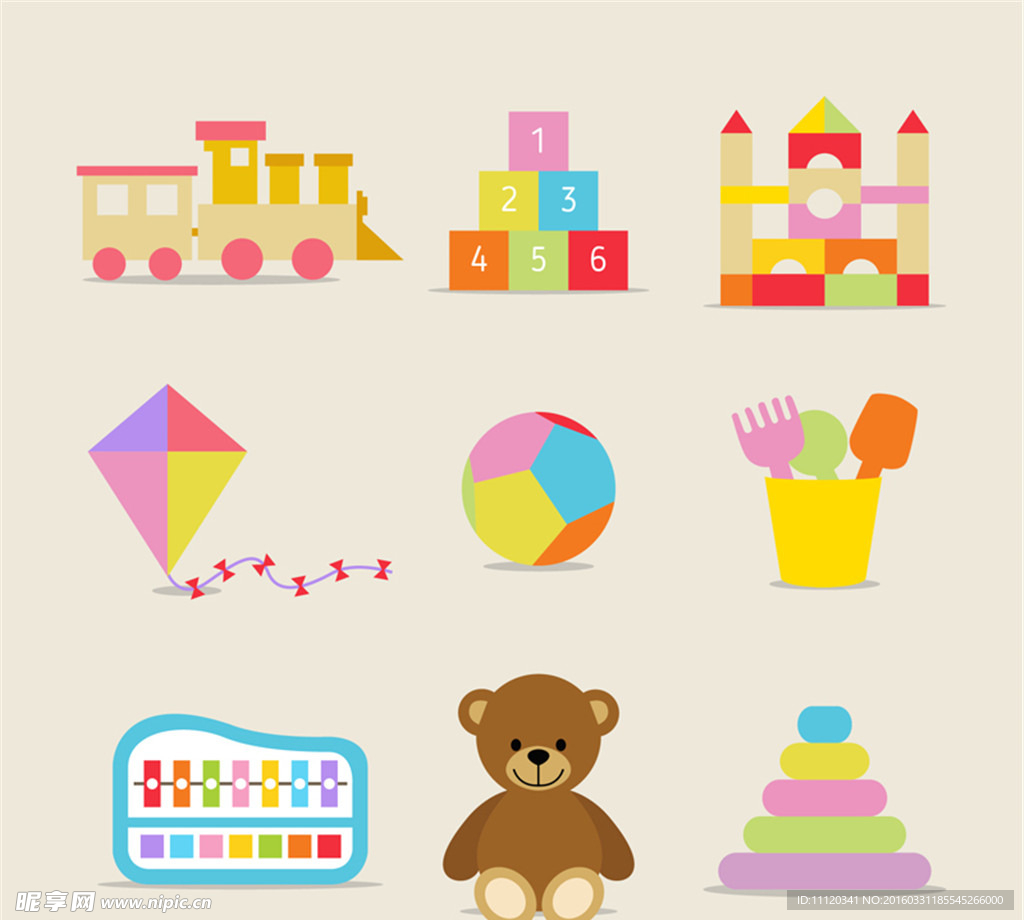 彩色儿童玩具图标矢量素材