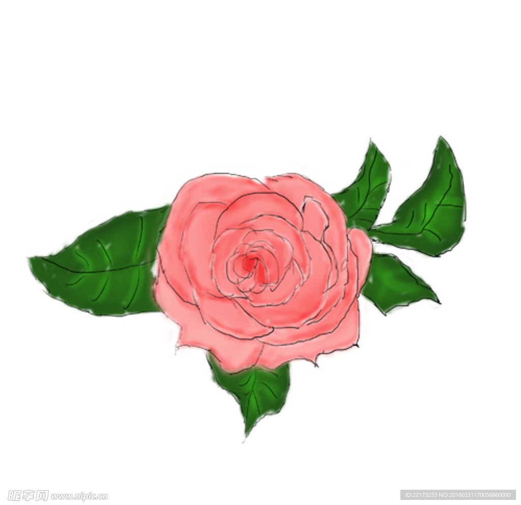 手绘粉色花