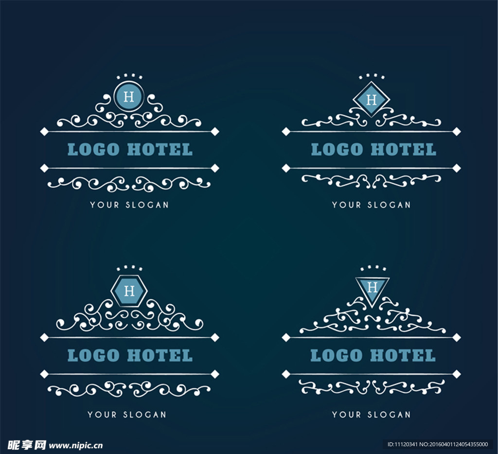 创意旅馆花纹标志矢量图