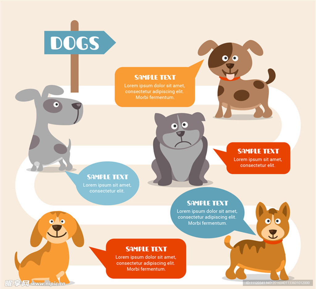 宠物狗和语言气泡矢量素材