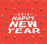 抽象人物新年贺卡矢量图