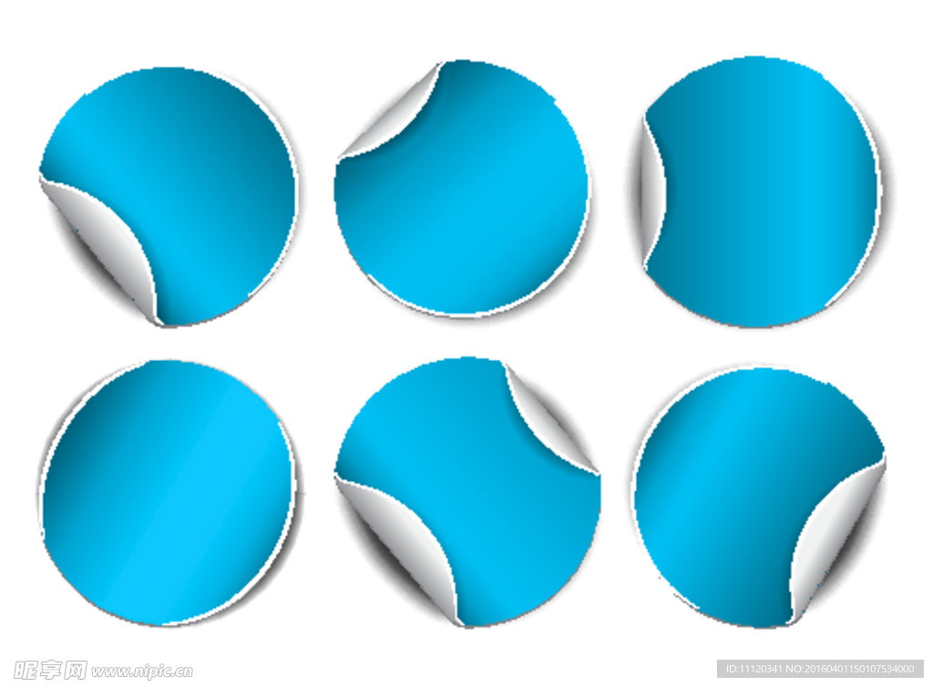 蓝色圆形贴纸矢量素材