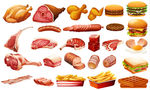 肉制品和快餐设计矢量图