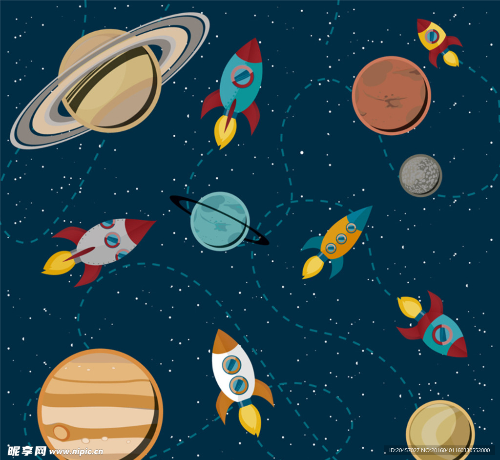 卡通太空插画矢量素材