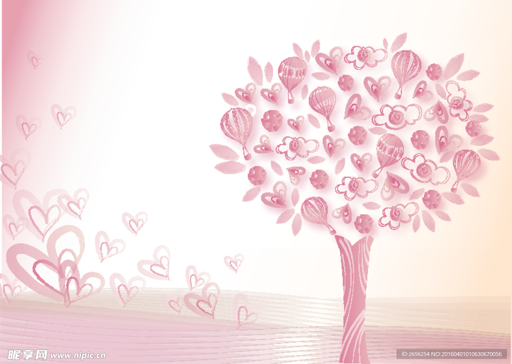 长满粉色叶子的心形树