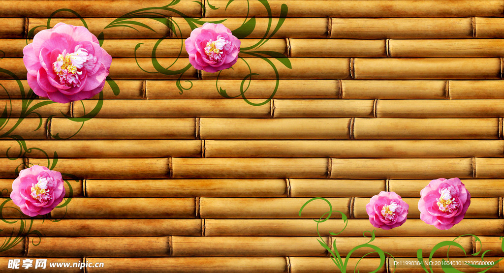 木材菊花背景墙
