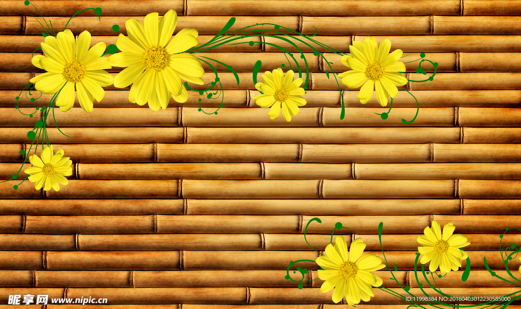 菊花木材背景墙