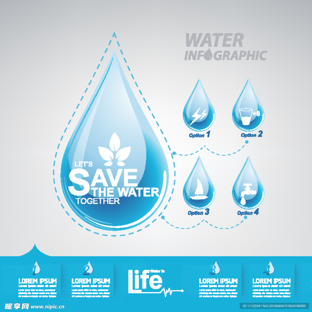 创意节约用水信息图矢量素材