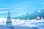 卡通雪原风景矢量图