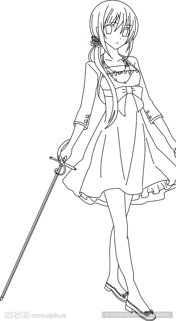 素色执剑少女