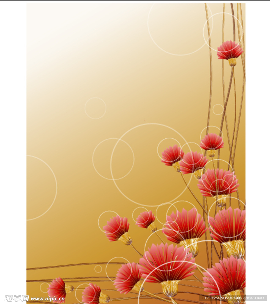 边角红色花簇 矢量