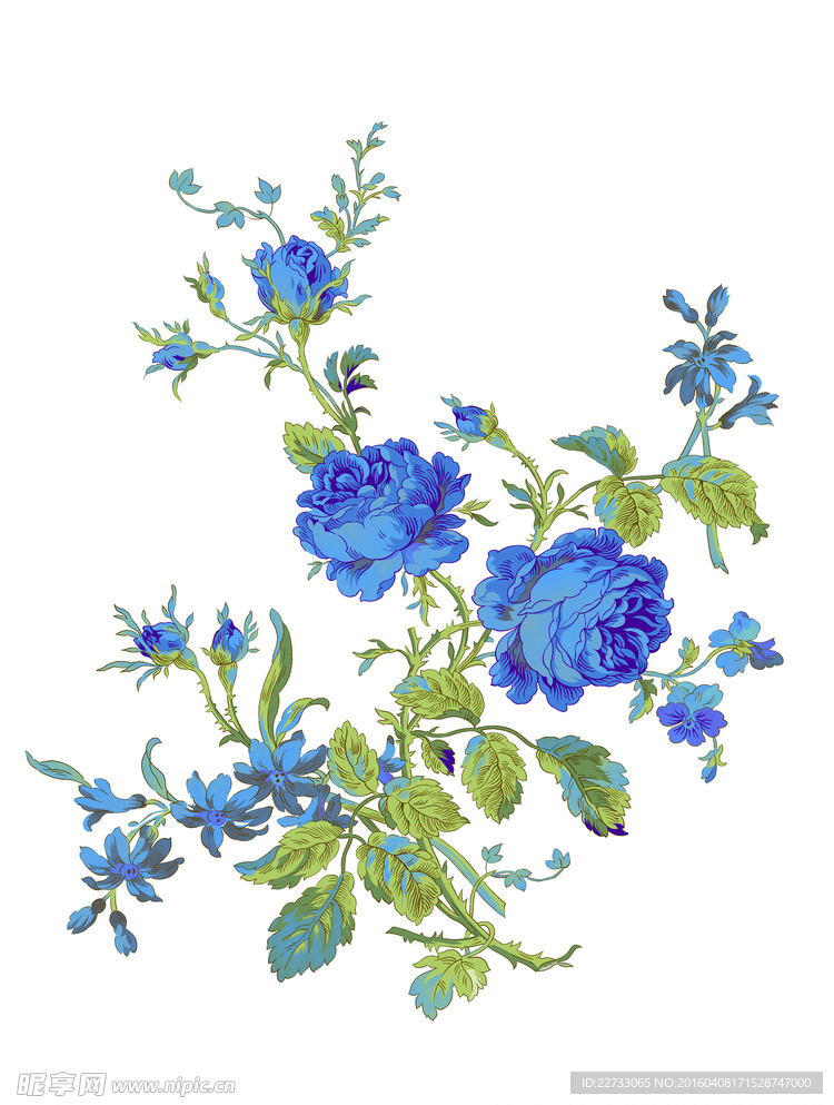 花卉工笔画psd素材