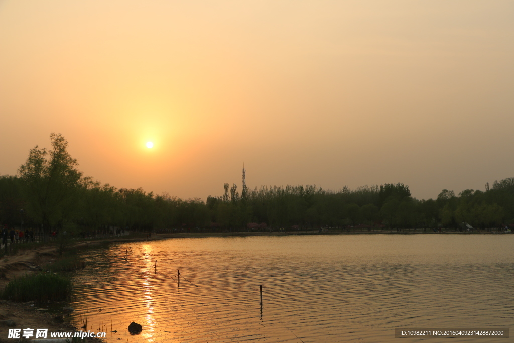 夕阳下的奥森公园