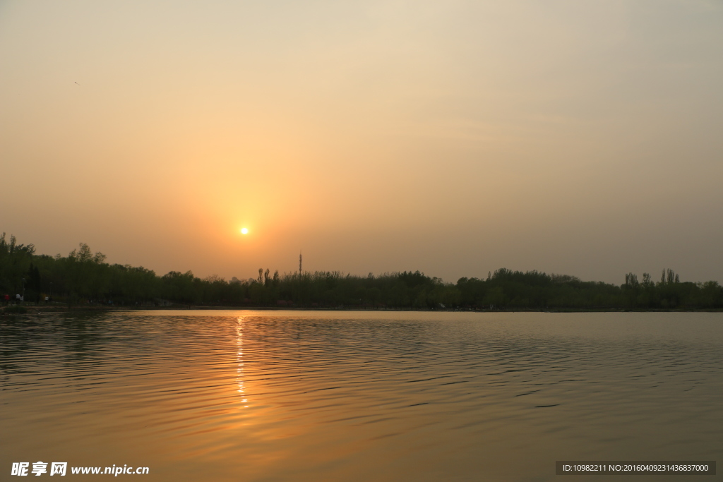 夕阳下的奥森公园