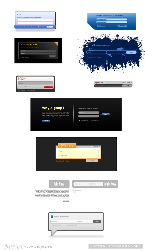 十款个性网页登陆框PSD素材