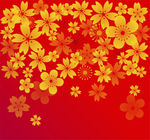 缤纷金色花朵背景矢量素材