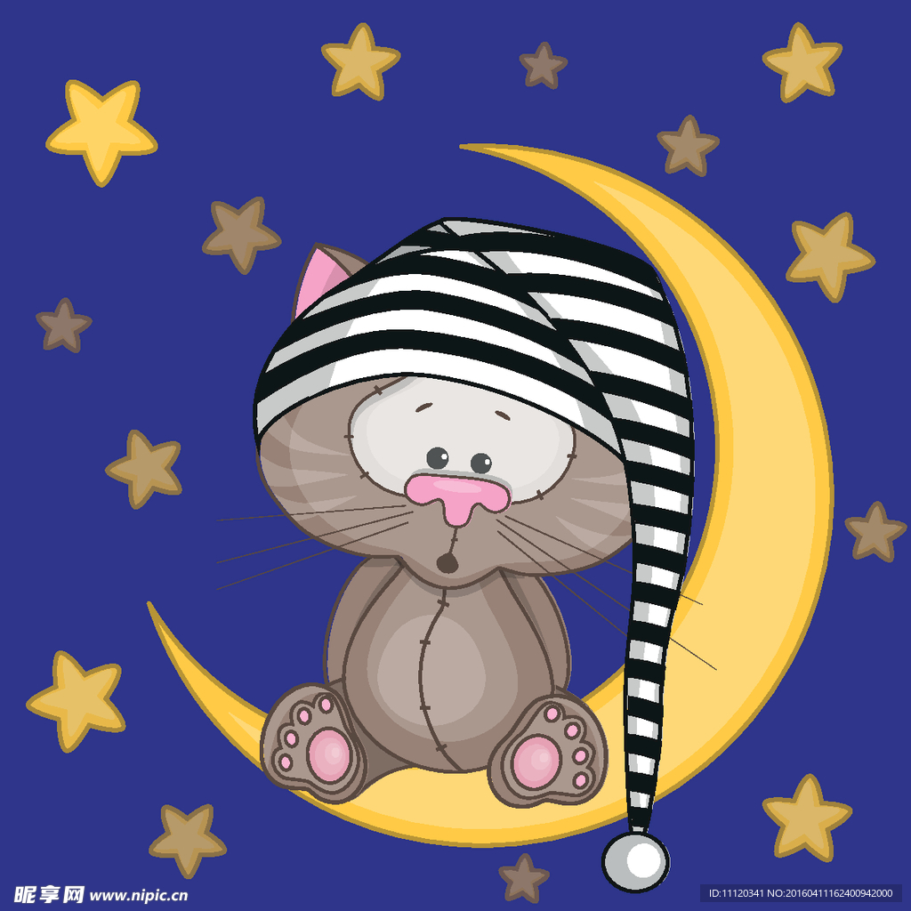 坐在月亮上的猫矢量素材