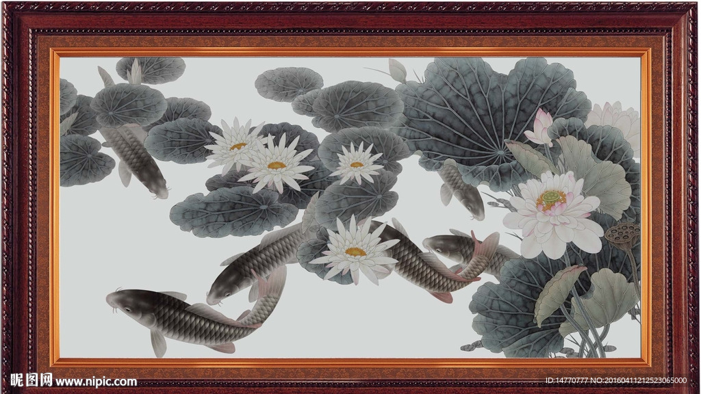 荷花鲤鱼图