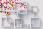 3D方框桃花背景