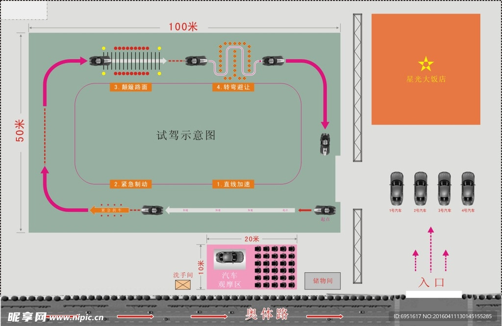 汽车试驾示意图