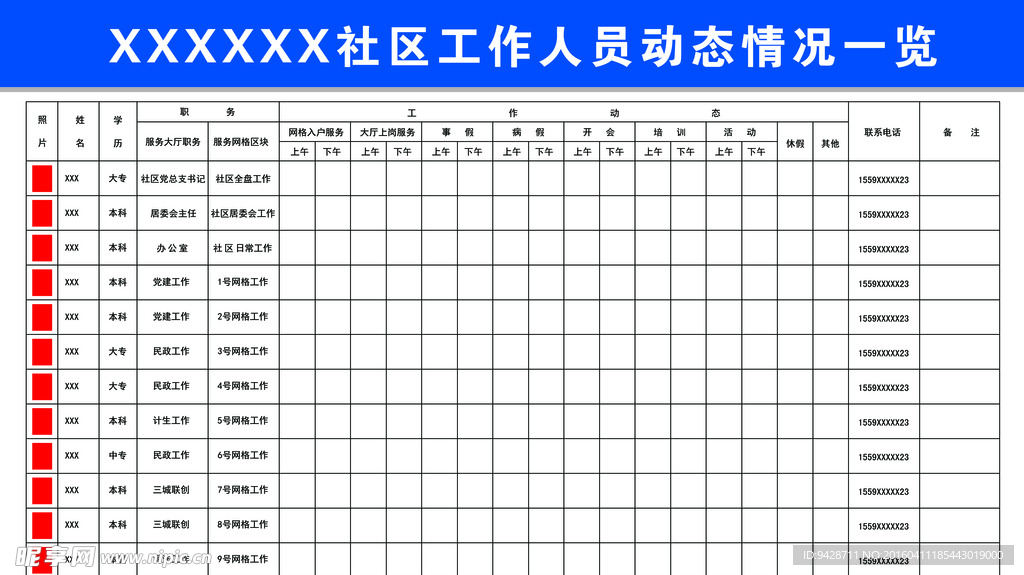 工作人员动态情况