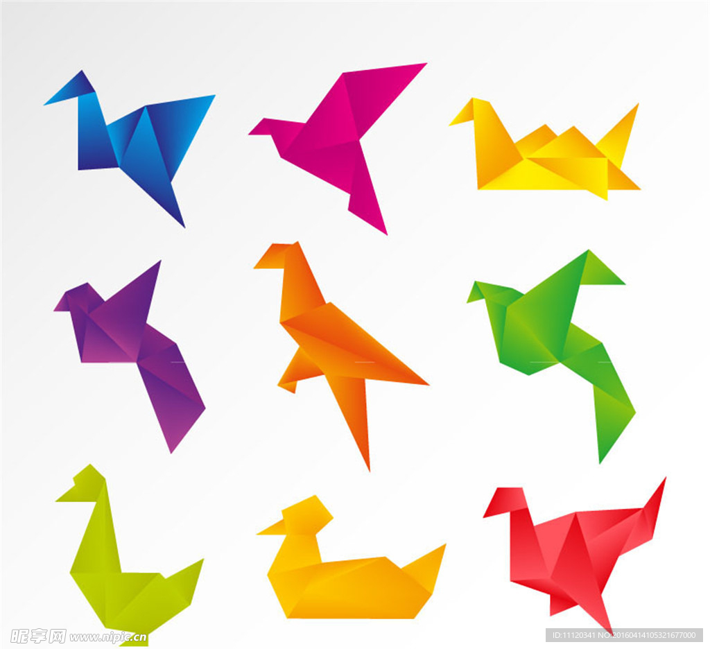 彩色折纸鸽子矢量图
