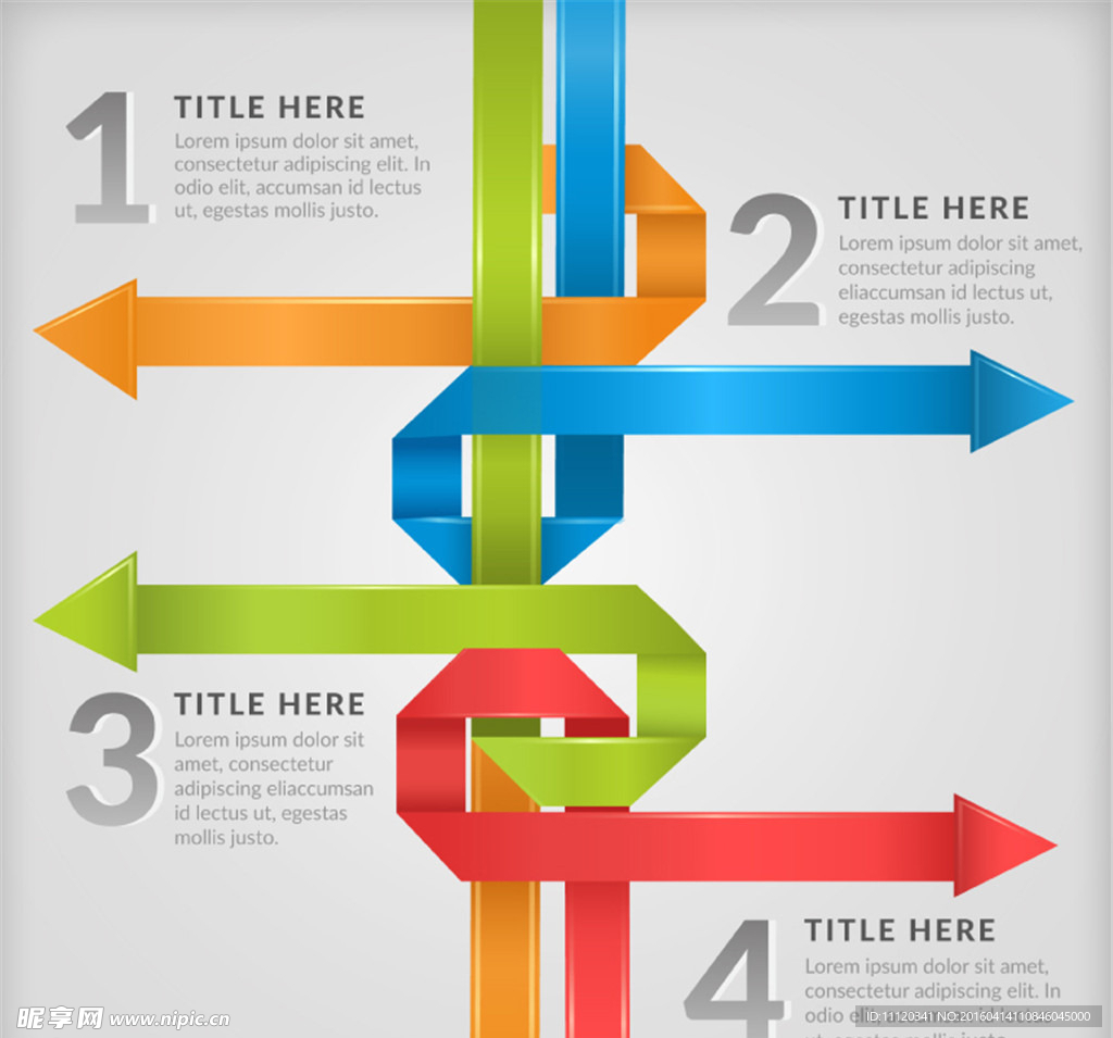 彩色折纸箭头商务信息图矢量素材