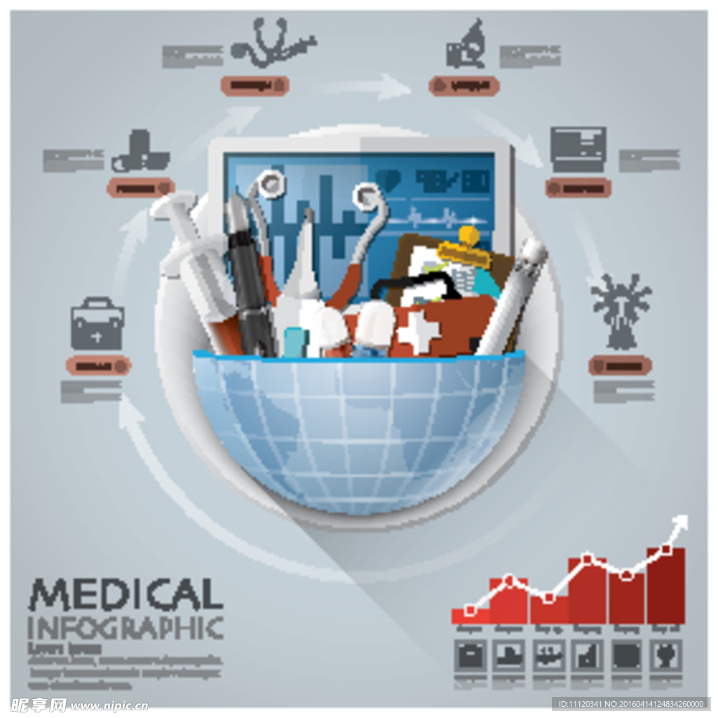 创意医疗工具信息图矢量素材