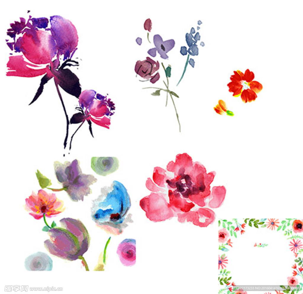 水彩花