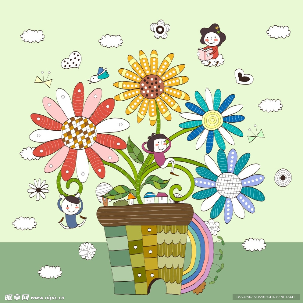 儿童花朵插画